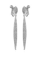 Silver Crystal Drop Clip Earrings 