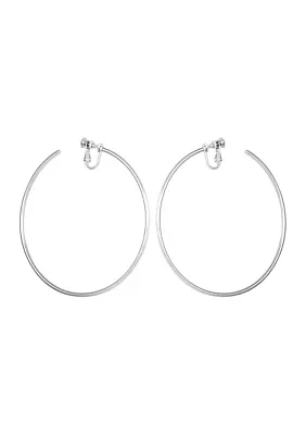 Silver-Tone Large Hoop Earrings