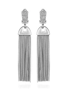 Silver Pavé Tassel Earrings