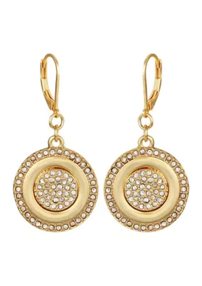 Gold-Tone Crystal Circle Earrings