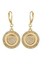 Gold-Tone Crystal Circle Earrings