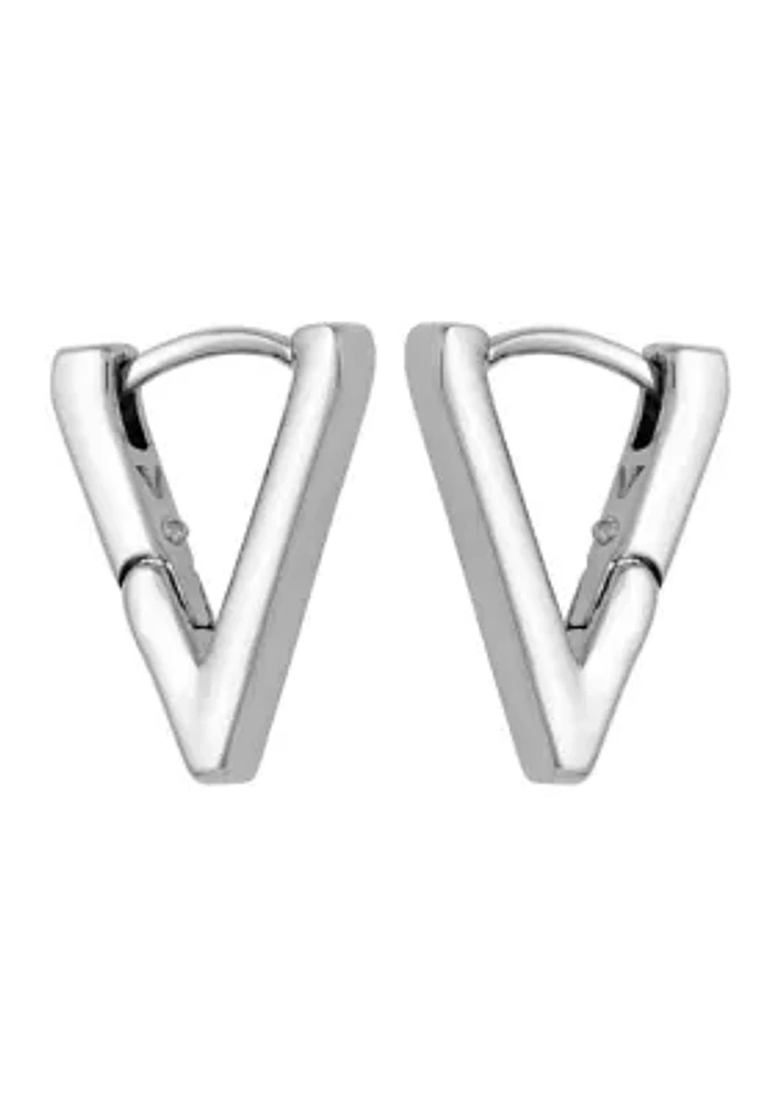 Silver-Tone V-Hinge Huggie Earrings