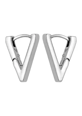 Silver-Tone V-Hinge Huggie Earrings