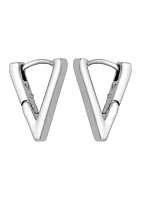 Silver-Tone V-Hinge Huggie Earrings