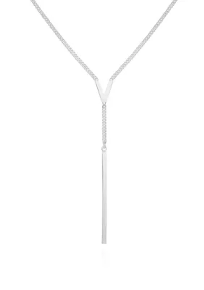 Silver-Tone "V" Lariet Necklace