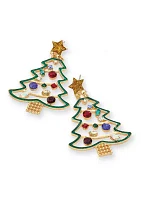 Gold Tone Christmas Tree Earrings