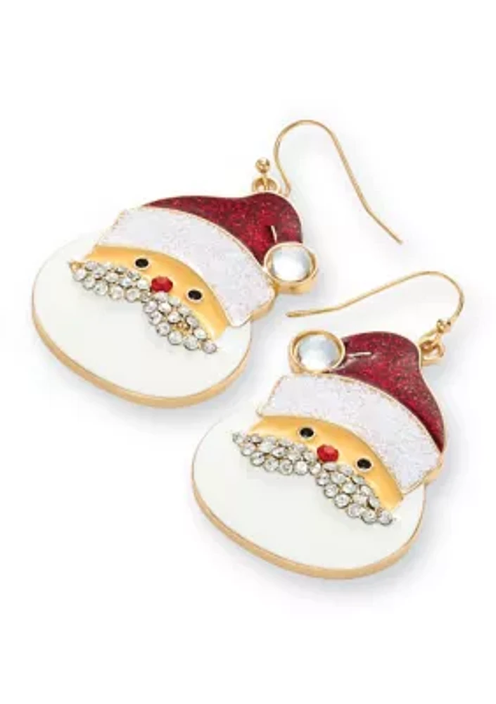 Gold Tone Santa Drop Earrings