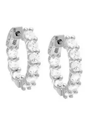 By Adina Eden Sterling Silver Cubic Zirconia Small Round Hoop Earrings