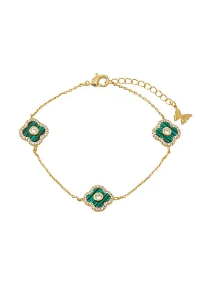 Multi Pavé Outlined Stone Clover Bracelet