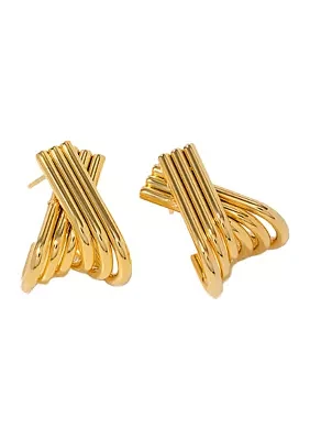 Solid Ridged X Statement Earrings