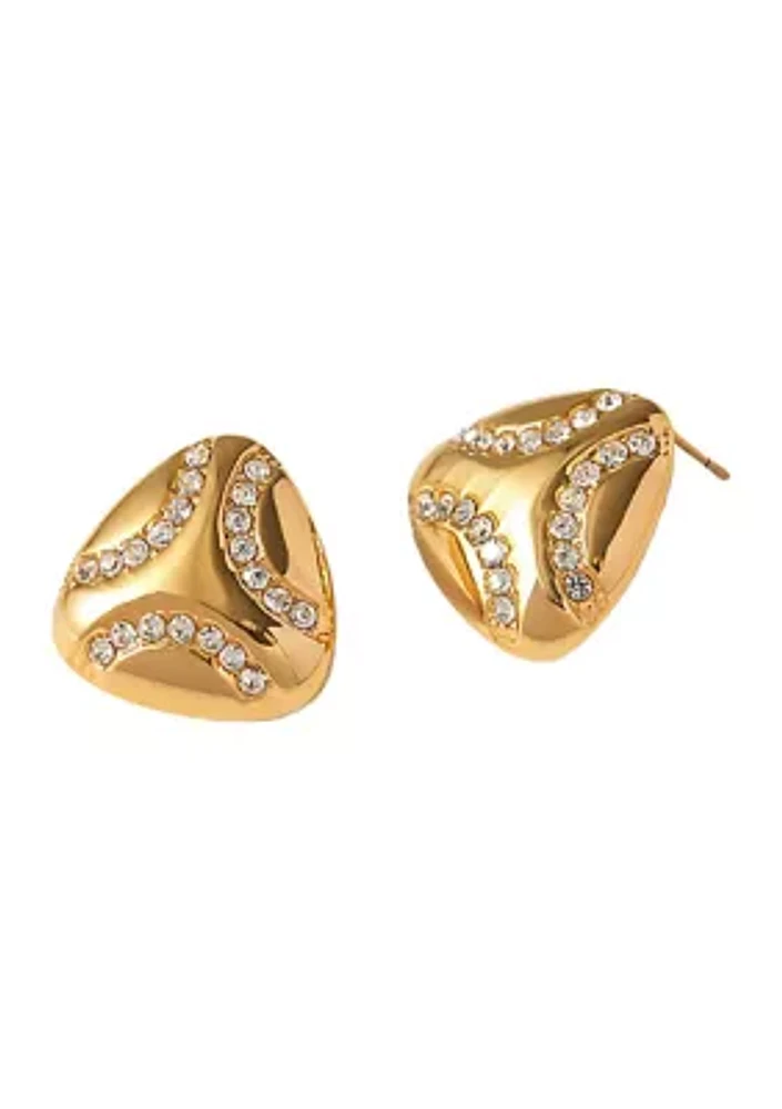 Pavé Accented Puffy Triangle Stud Earrings