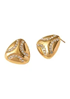 Pavé Accented Puffy Triangle Stud Earrings