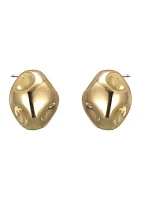 Gold Indented Pebble Stud Earrings