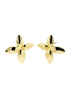 Gold Solid Flower Stud Earrings