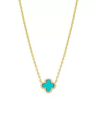 Gold Plated Pave Outlined Clover Pendant Necklace