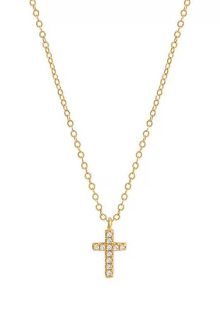 Gold Plated Mini Pavé  Cross Necklace