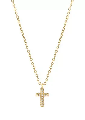 Gold Plated Mini Pavé  Cross Necklace