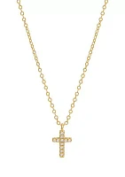 Gold Plated Mini Pavé  Cross Necklace