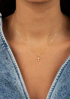 Gold Plated Mini Pavé  Cross Necklace