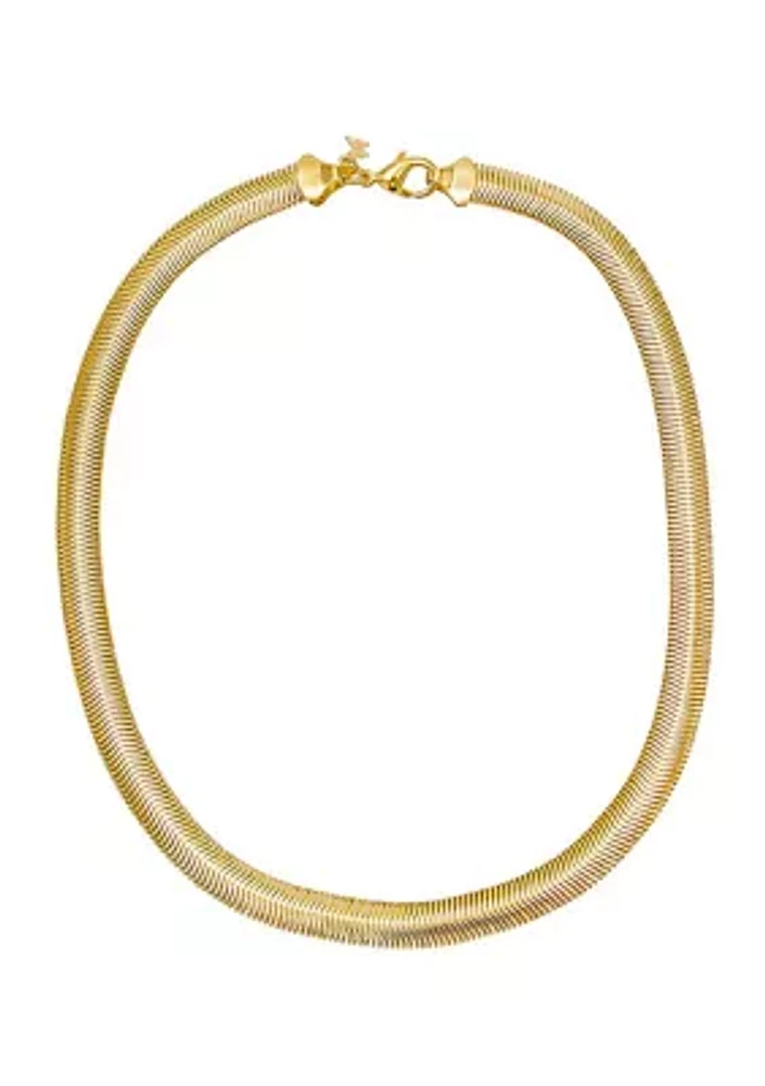 Flat Snake Chain Gold Tone Necklace