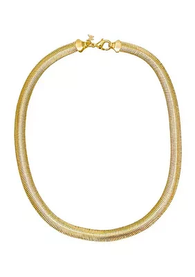 Flat Snake Chain Gold Tone Necklace