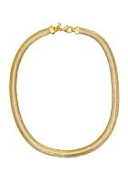 Flat Snake Chain Gold Tone Necklace