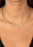 Flat Snake Chain Gold Tone Necklace