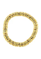 Gold Tone Stacked Disc Stretch Bracelet