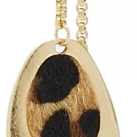 Gold Tone Animal Print Double Pendant Necklace