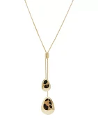 Gold Tone Animal Print Double Pendant Necklace