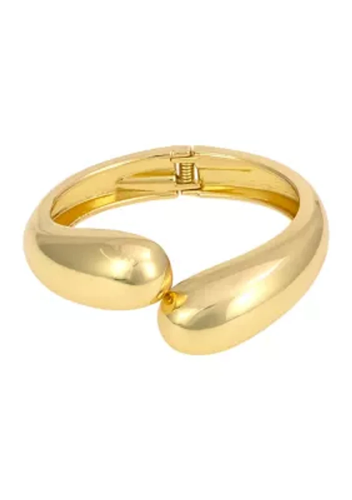 Gold Tone Hinge Bangle Bracelet