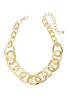 Gold Tone Short Bold Open Oval Link Frontal Necklace