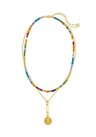 Multi Beaded Pendant Drop Necklace Set