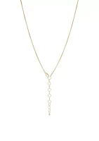 Gold Tone Long Teardrop Stone Pendant Necklace