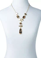 Gold Tone Animal Print Teardrop Y Necklace