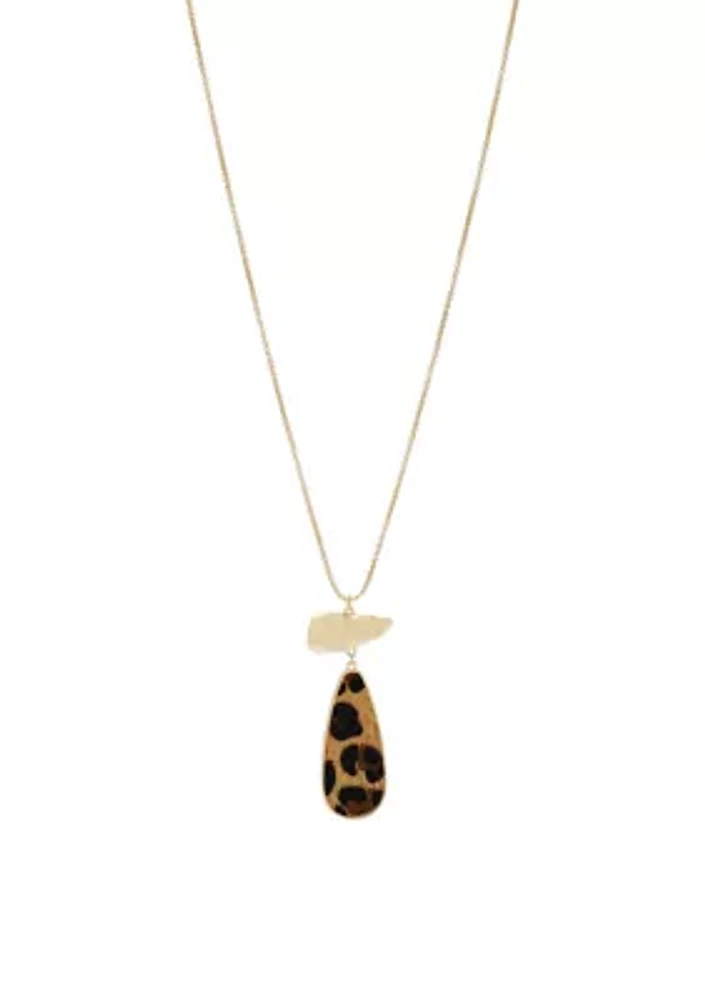 Gold Tone Long Animal Pendant Necklace