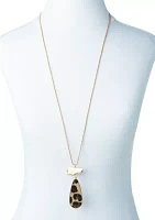 Gold Tone Long Animal Pendant Necklace