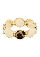 Gold Tone Animal Disc Stretch Bracelet