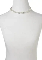 Silver Tone 16" Pearl Collar Necklace