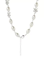 Silver Tone 16" Pearl Collar Necklace