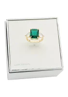 Lab Created Emerald Polished Gold Ring - Size 7