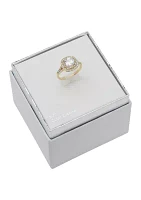 Gold Lab Created Cubic Zirconia Double Halo Ring