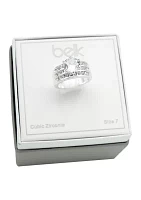 Lab Created Silver Cubic Zirconia Three Row Ring