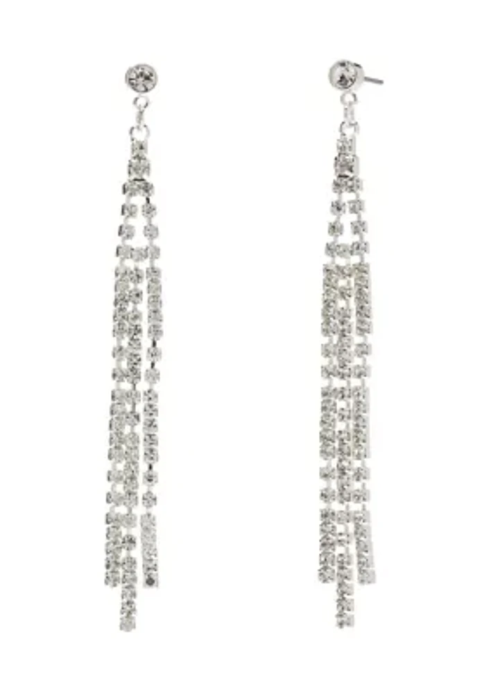 Silver Tone Wispy Fringe Drop Earrings