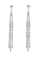 Silver Tone Wispy Fringe Drop Earrings