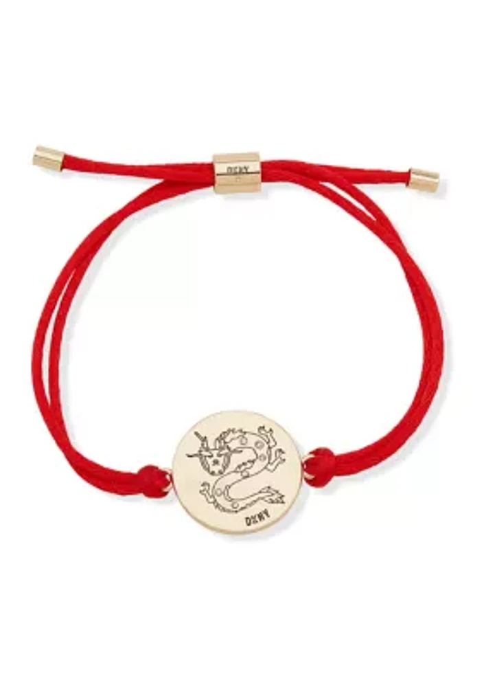 Gold Tone Red Dragon Slider Bracelet