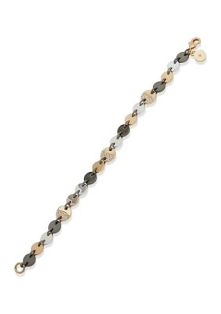 Tri Tone 7.25'' Crystal Disc Flex Bracelet