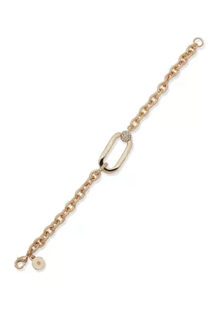 Gold Tone 7.25" Crystal Link Flex Bracelet