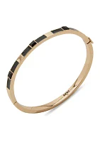 Gold Tone Black Enamel Bangle Bracelet