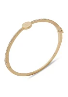 Gold Tone Crystal Logo Bangle Bracelet